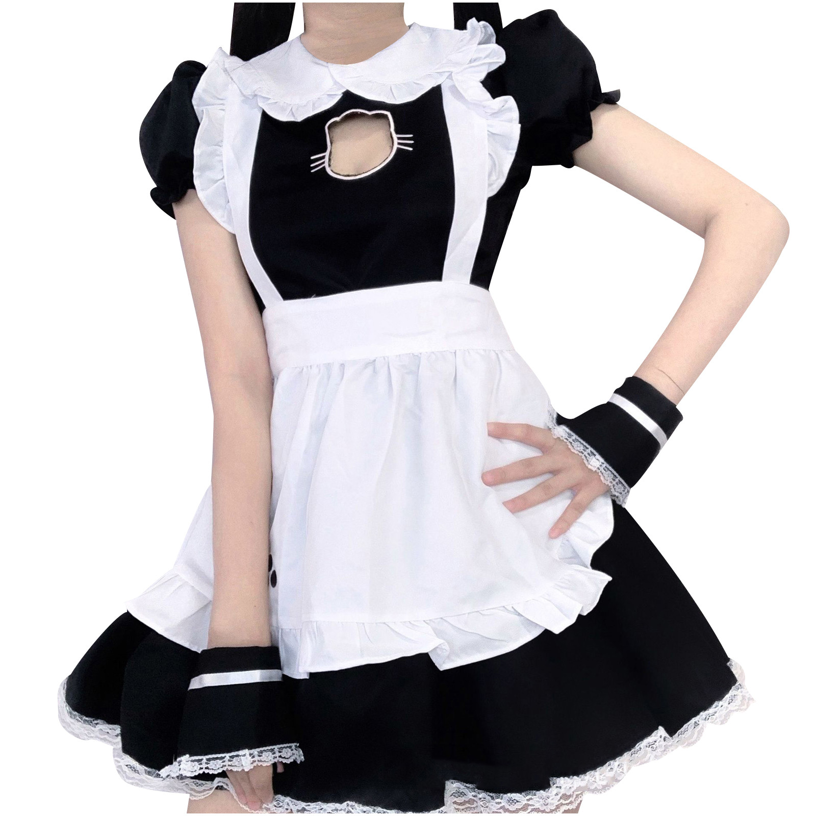 thumbnail image 4 of Vestido de cosplay de sirvienta para mujer - Incluye delantal/tocado - Poliéster - S-XXXXL, 4 of 8